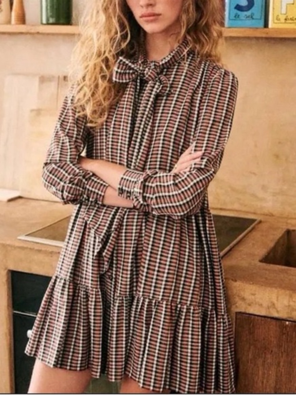 Sezane Selena Plaid Mini Dress